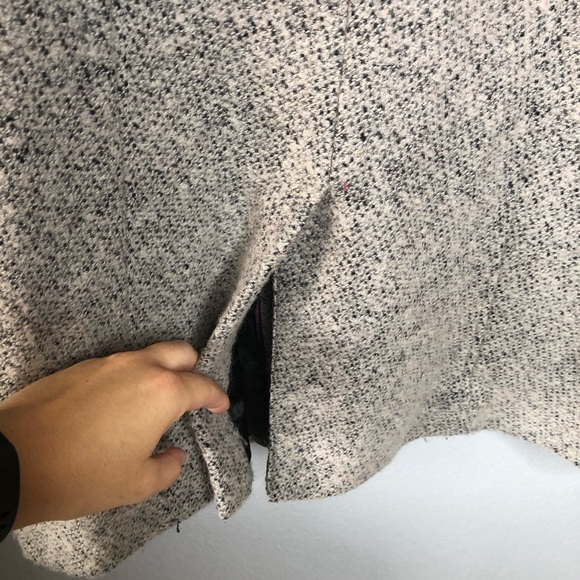 CALVIN KLEIN Faux Leather Trim Boucle Coat Medium - Picture 8 of 11